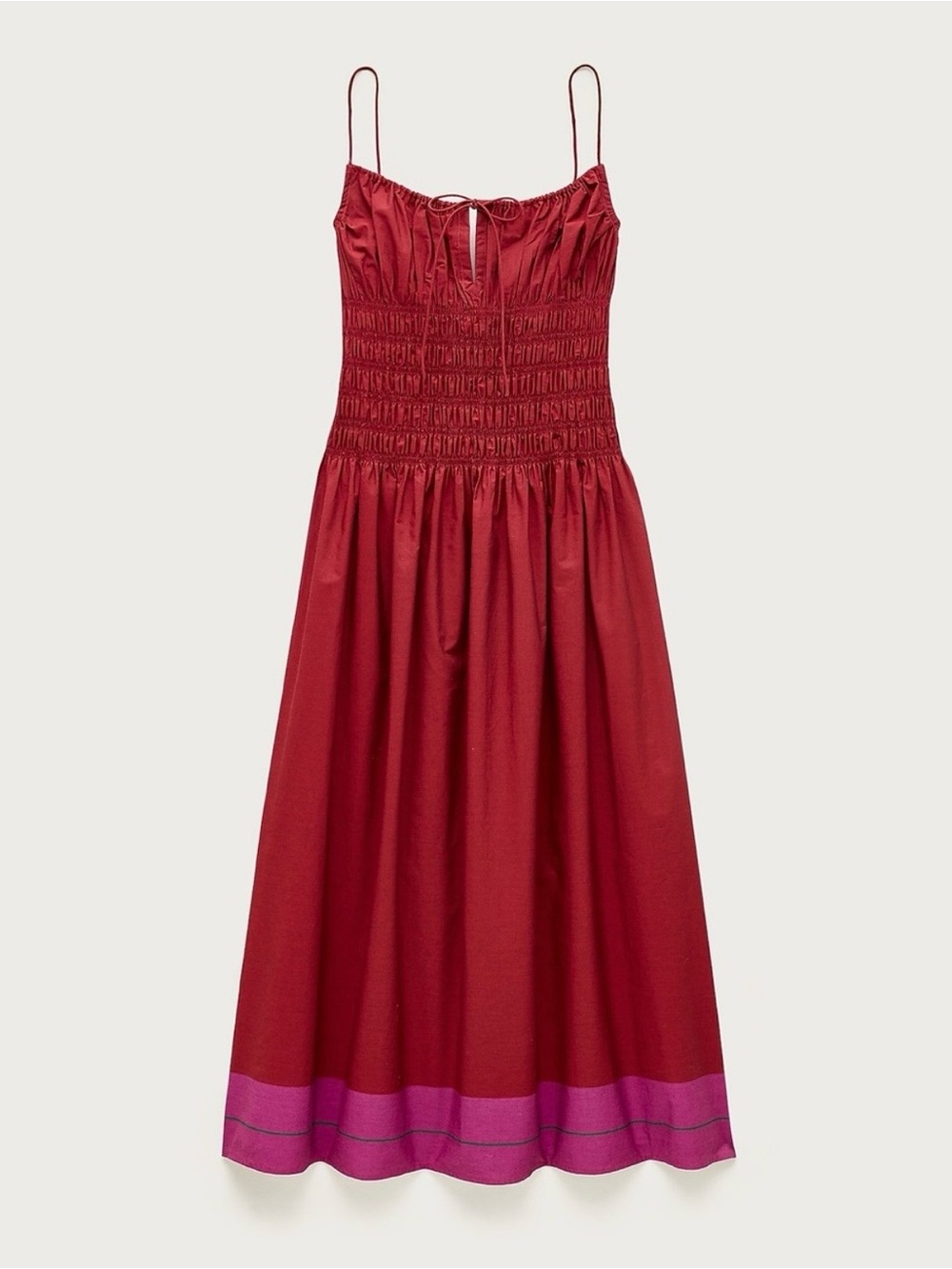 NEW J.Crew Reverie dress in colorblock cotton poplin red pink combo